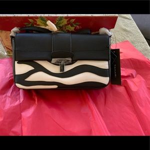 Tahari Zebra Print leather shoulder bag